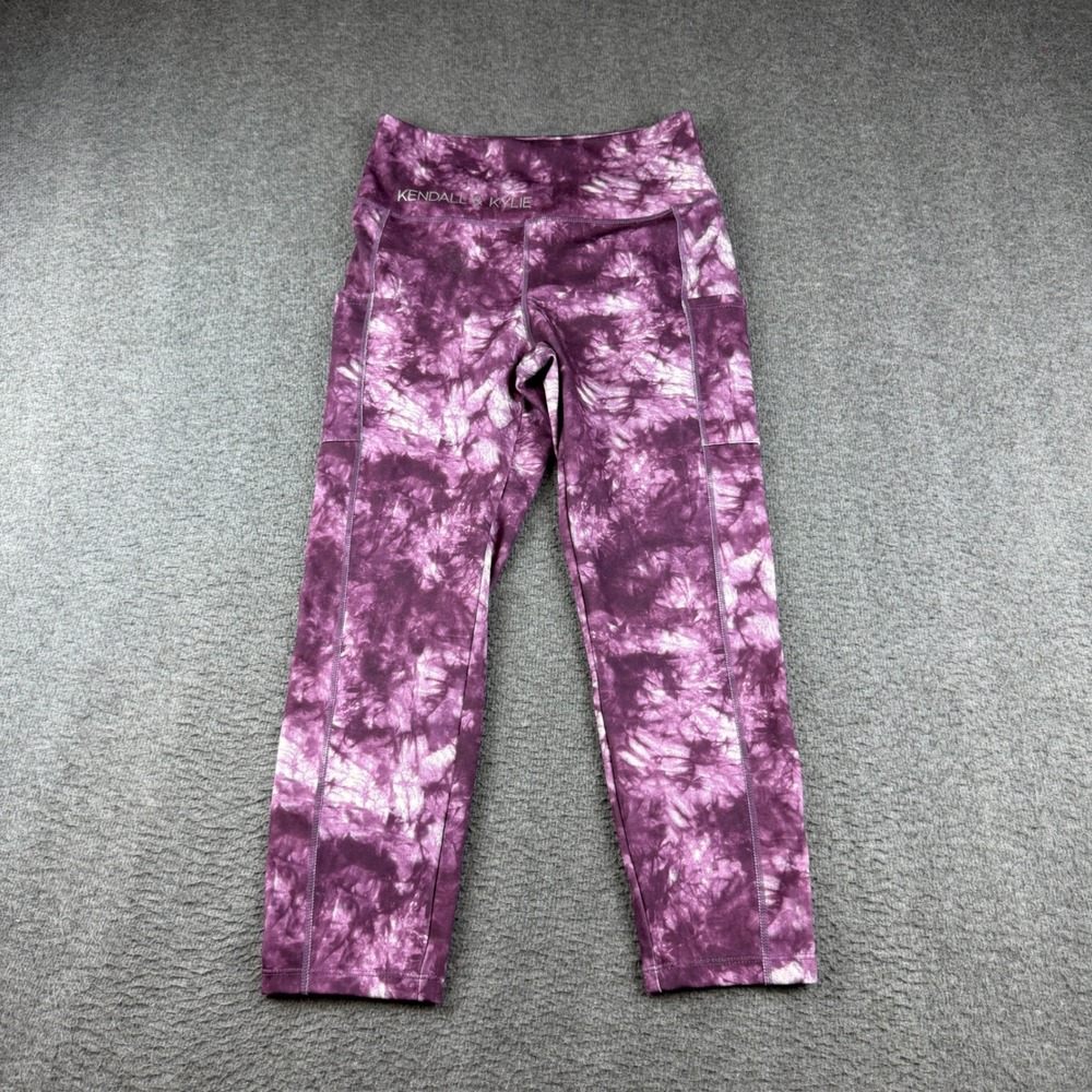 Kendall & Kylie Leggings Women's Small Purple Tie Dye High‎ Rise Cropped Pockets
